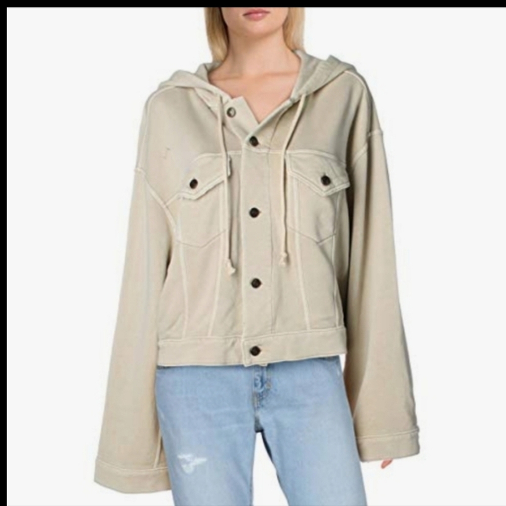 Free People Dreamers Cropped Knit Jacket with Two Breast Pockets Sz.M - Picture 5 of 15